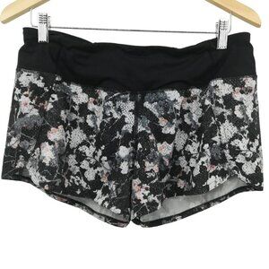 Lululemon Run Times Short 4" Spring Bloom Multi Black Size 8 Stretch Athletic